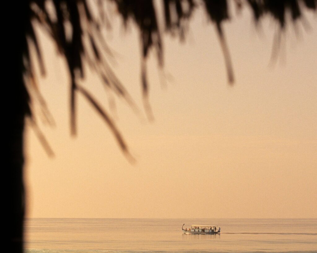 Dhoni Boat Maldives at Sunset