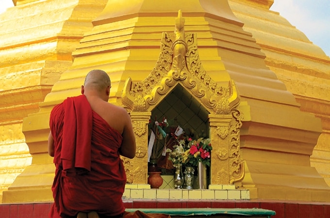 Myanmar - monk on a temple