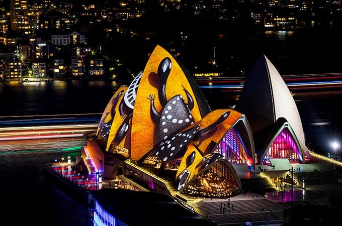 Vivid's amazing 'Songlines' display - Opera House, Sydney Australia