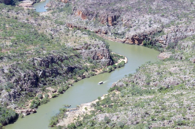 Aerial view of a river at Cicada Lodge