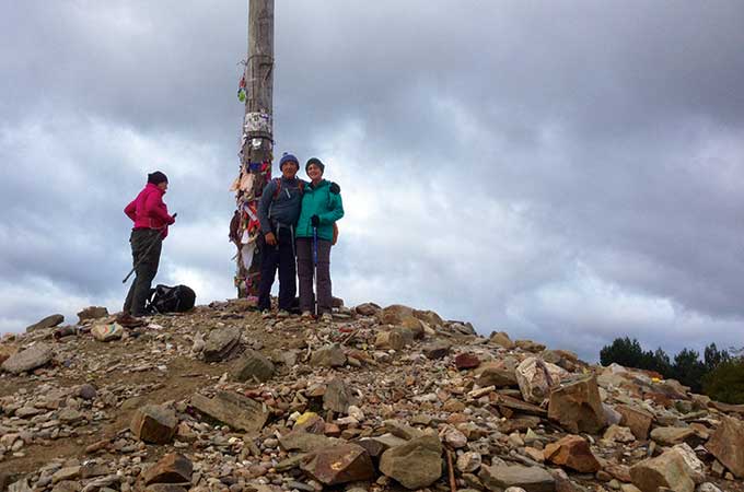  Reaching the top of the mountain
 on Camino de Santiago