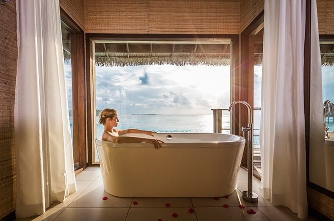 Enjoy a bath with a view at this luxe hideaway