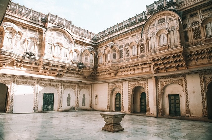  An ornate courtyard at Mehrangarh Fort Jodphur