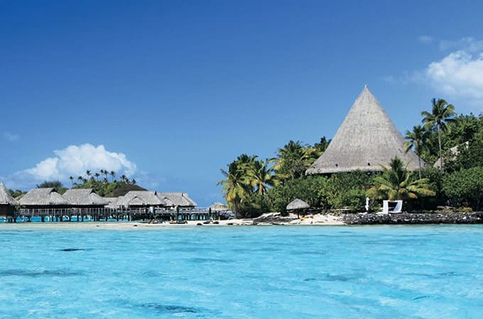 Tahiti lagoon with hut