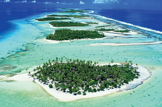 Rangiroa, a string of atolls around the second biggest lagoon in the world