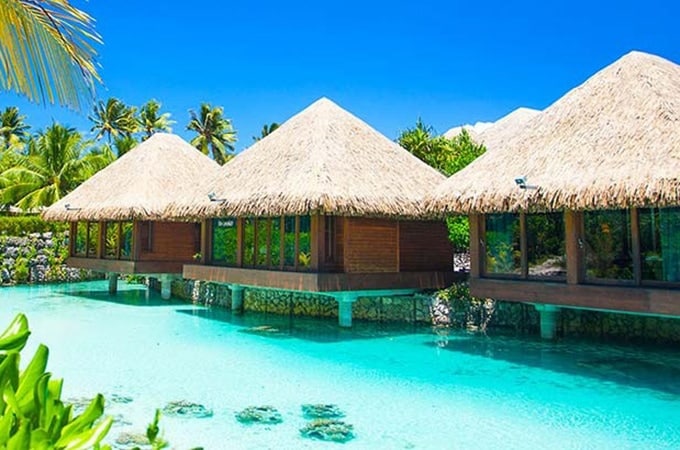 Overwater bungalows at Intercontinental Bora Bora