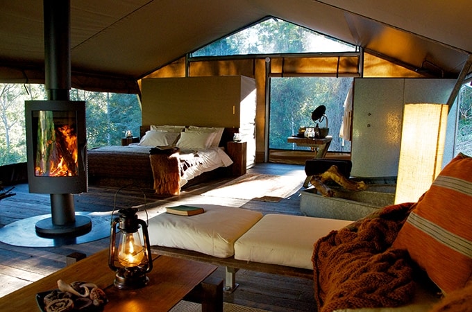 Inside nightfall's luxurious safari tents