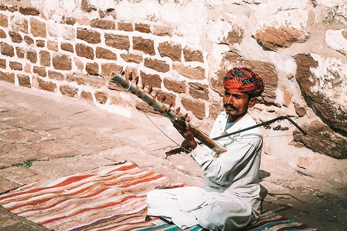  A musician performs at Mehrangarh Fort
