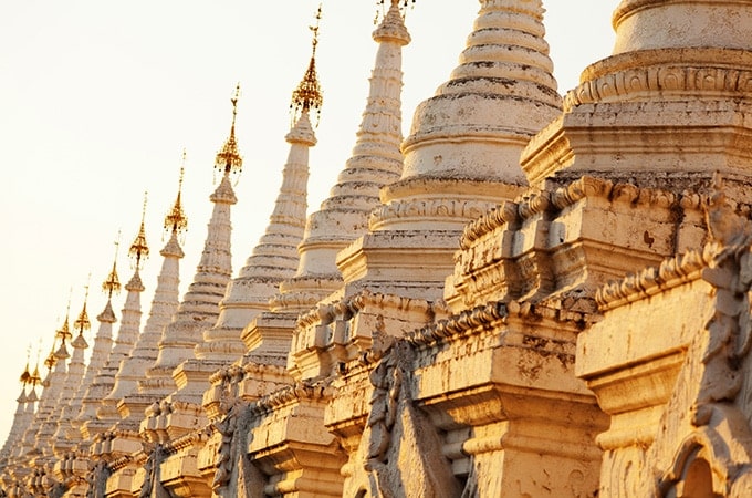 Some of the 730 shrines at Kuthodaw Pagoda in Myanmar