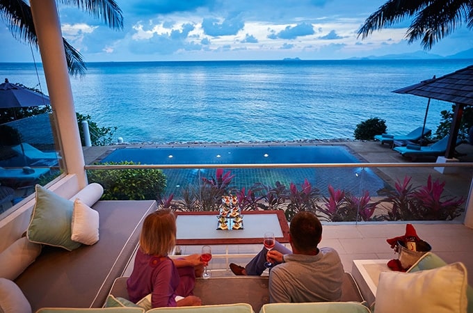 The resort makes full use of its glorious hillside setting, with each villa offering ocean views