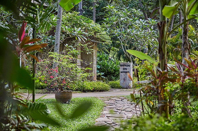 The gardens surrounding the resort's Napasai Spa are beautifully lush
