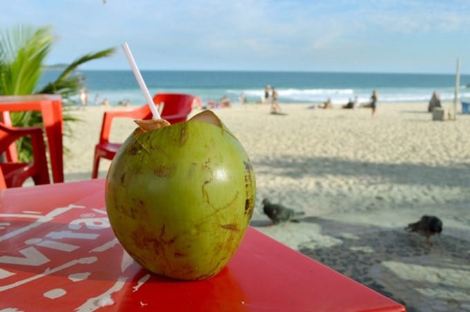 Copacabana Beach, coconut drink