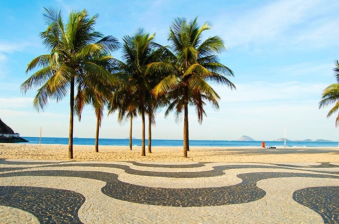 Copacabana Beach, walkway with palm trees