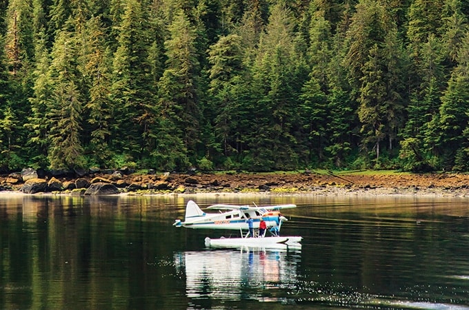 Alaska Lake with plane
