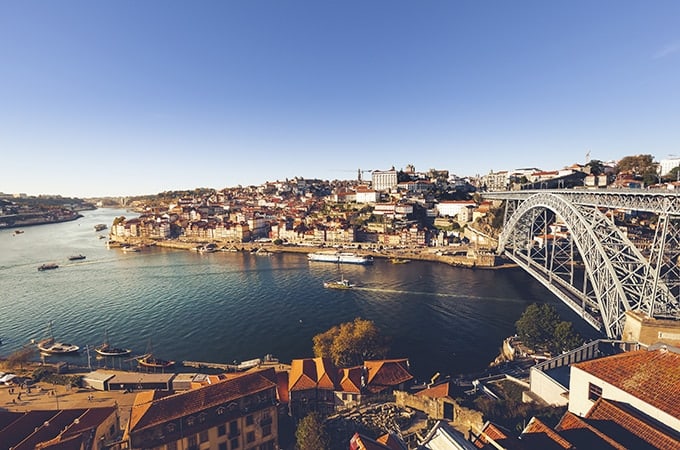 The city of Porto, commanded by the Ponte de Dom Luis I bridge that spans the Douro River