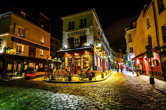 Paris street at night