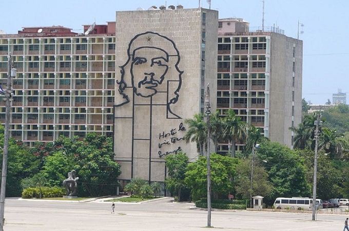 Symbol of the communist revolution Che Guevara immortalised through art throughout Cub