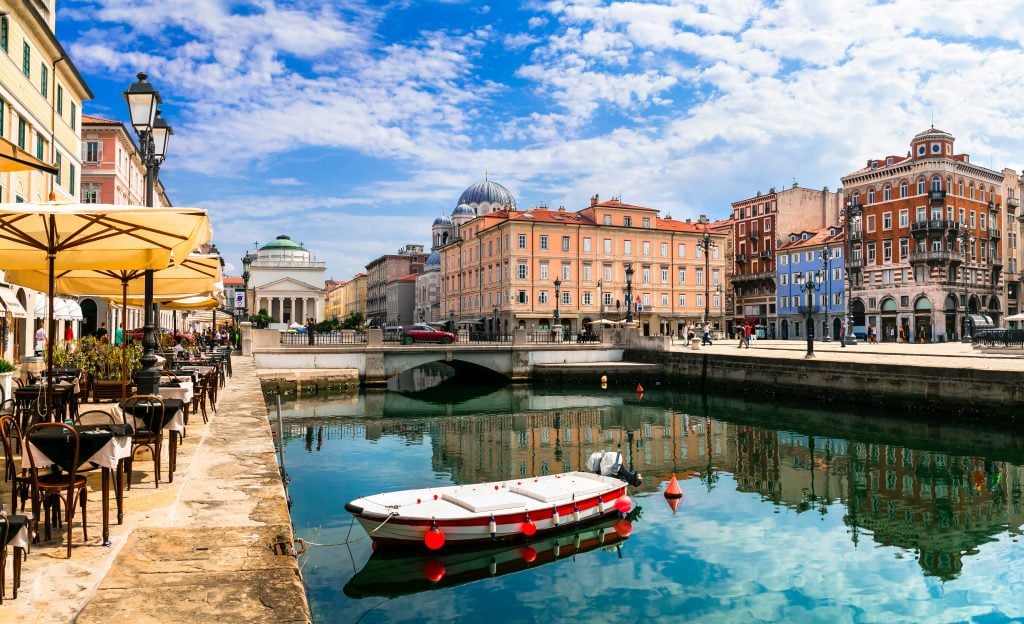 Europe-Trieste-Italy-canals-classic-buildings-on-a-busy-street