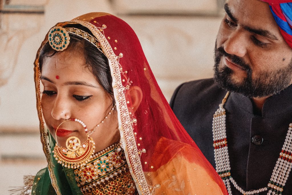 Wedding couple at Amber Fort, Jaipur