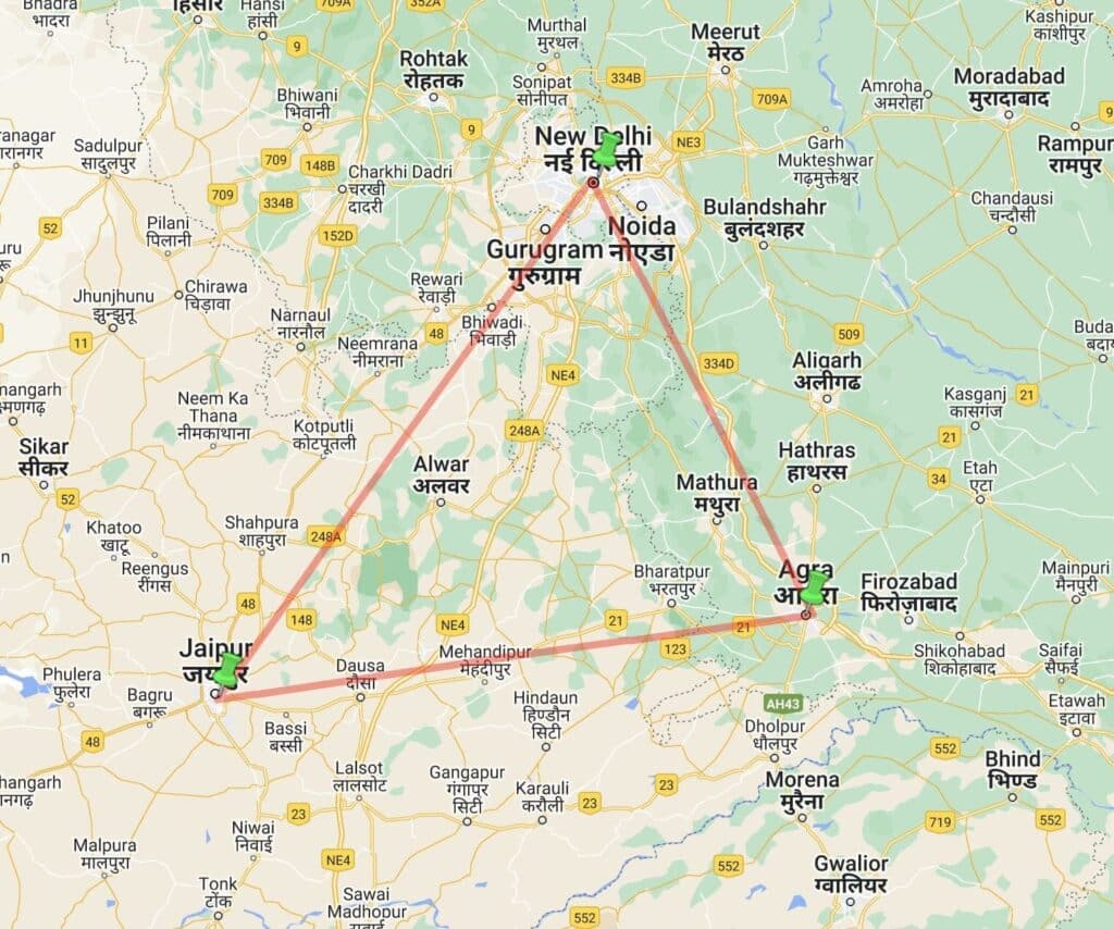 India's Golden Triangle Map
