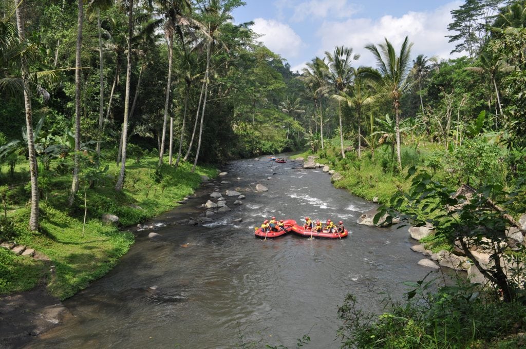 White-water rafting on a river in Bali