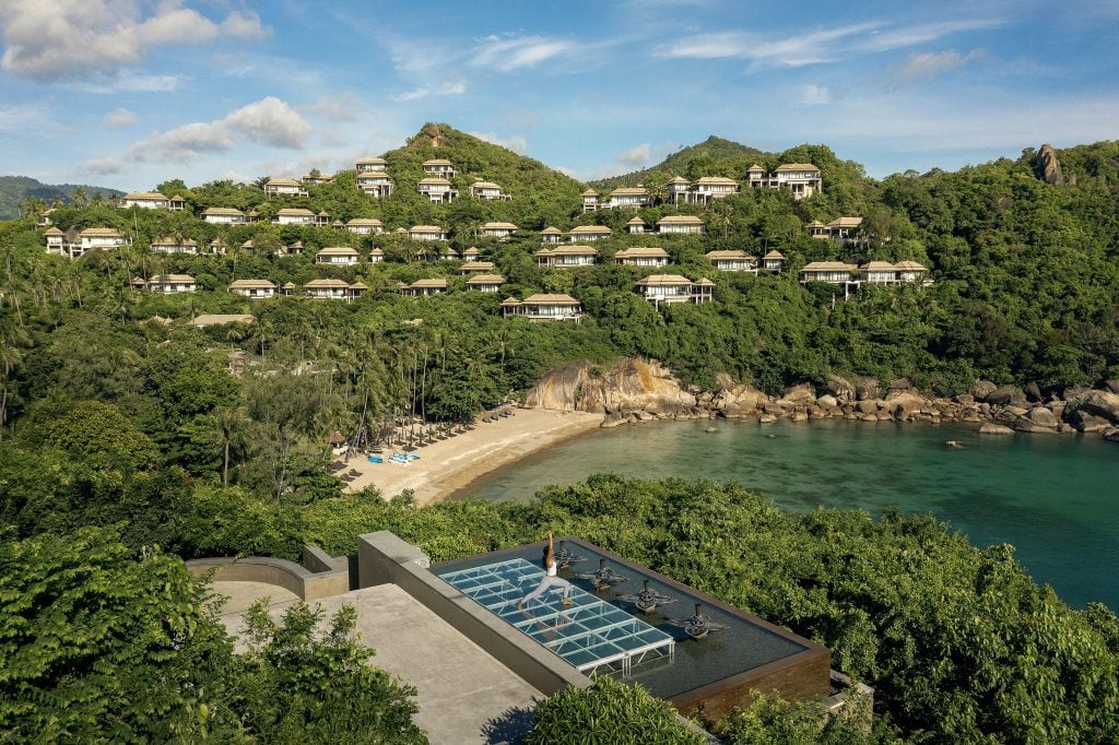 Drone or overhead shot of the Wellbeing Facility in Banyan Tree Samui