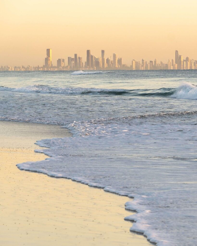 Looking back to Surfers Paradise from Kirra Beach