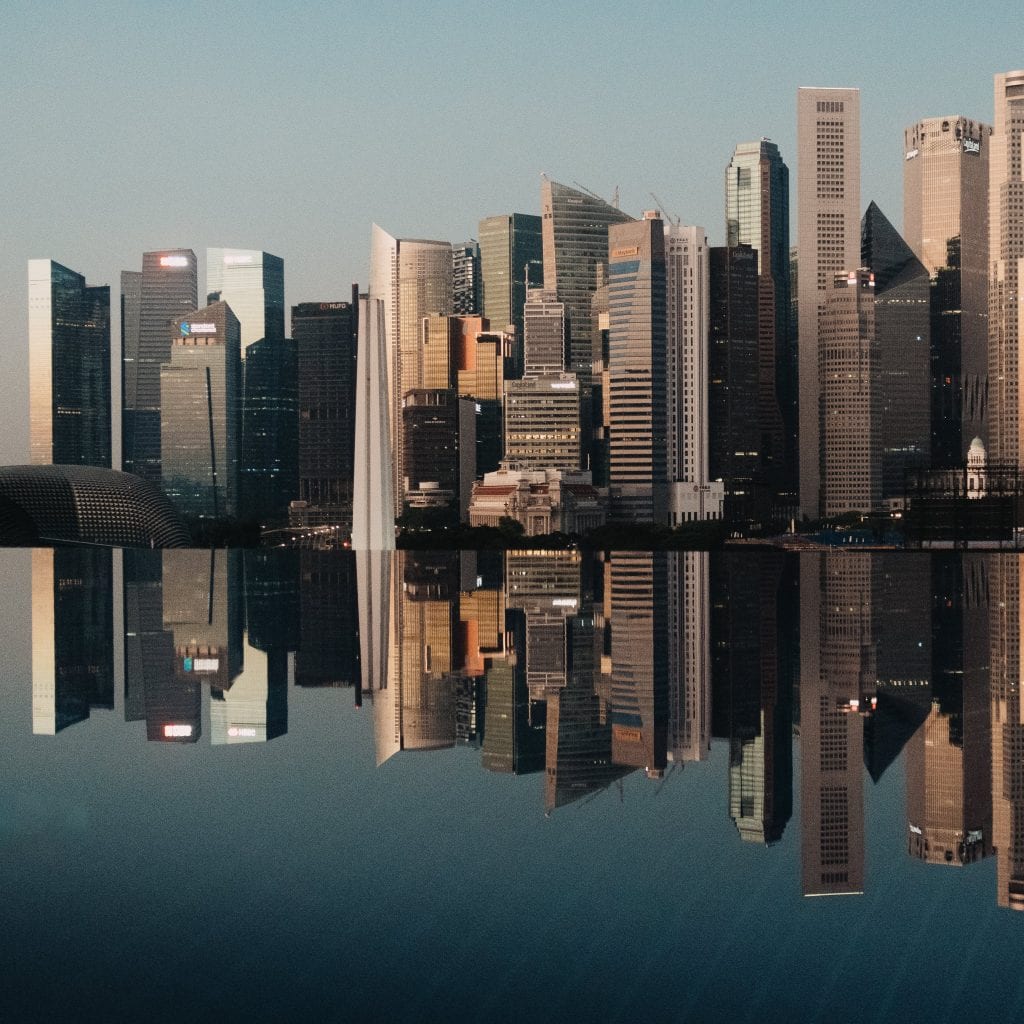 View of Singapore's Cityscapes from the infinity pool in Naumi Singapore