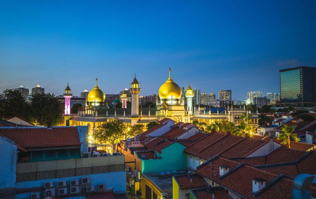 Arab Street and Sultan Masjid at Night, Singapore