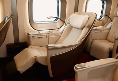 Japan bullet train interior reclining seat feature