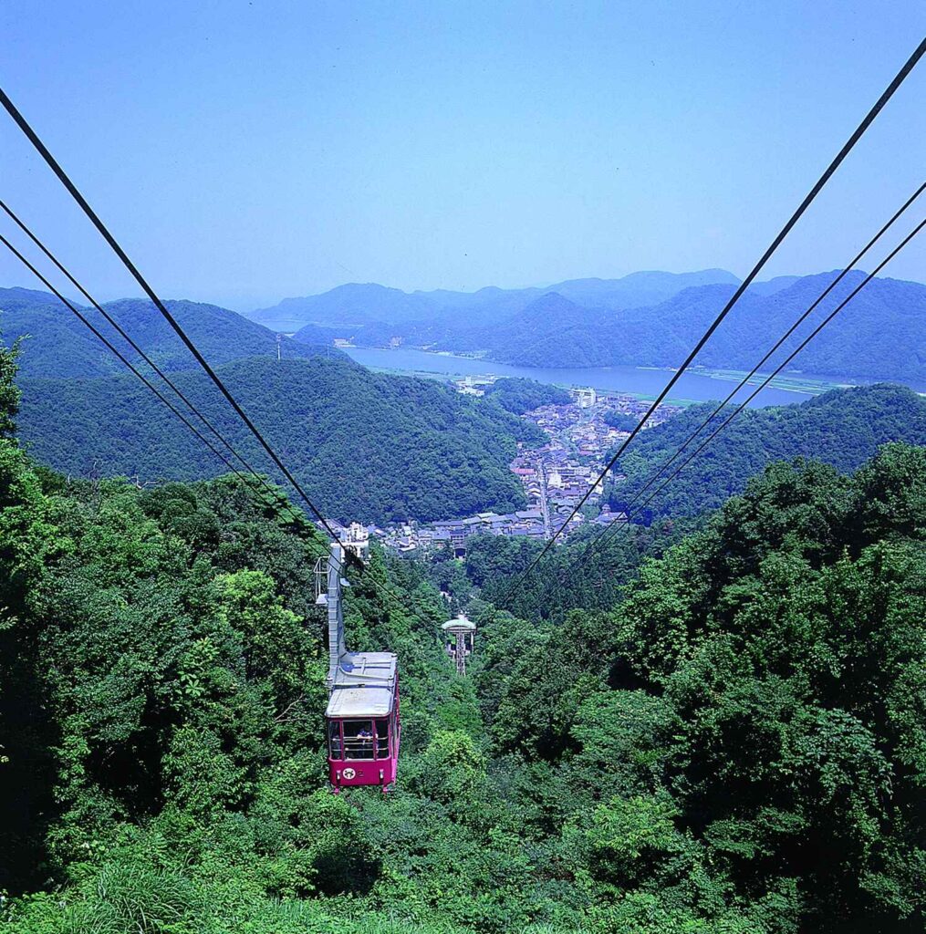 Cable car up Mount Taishi in Japan