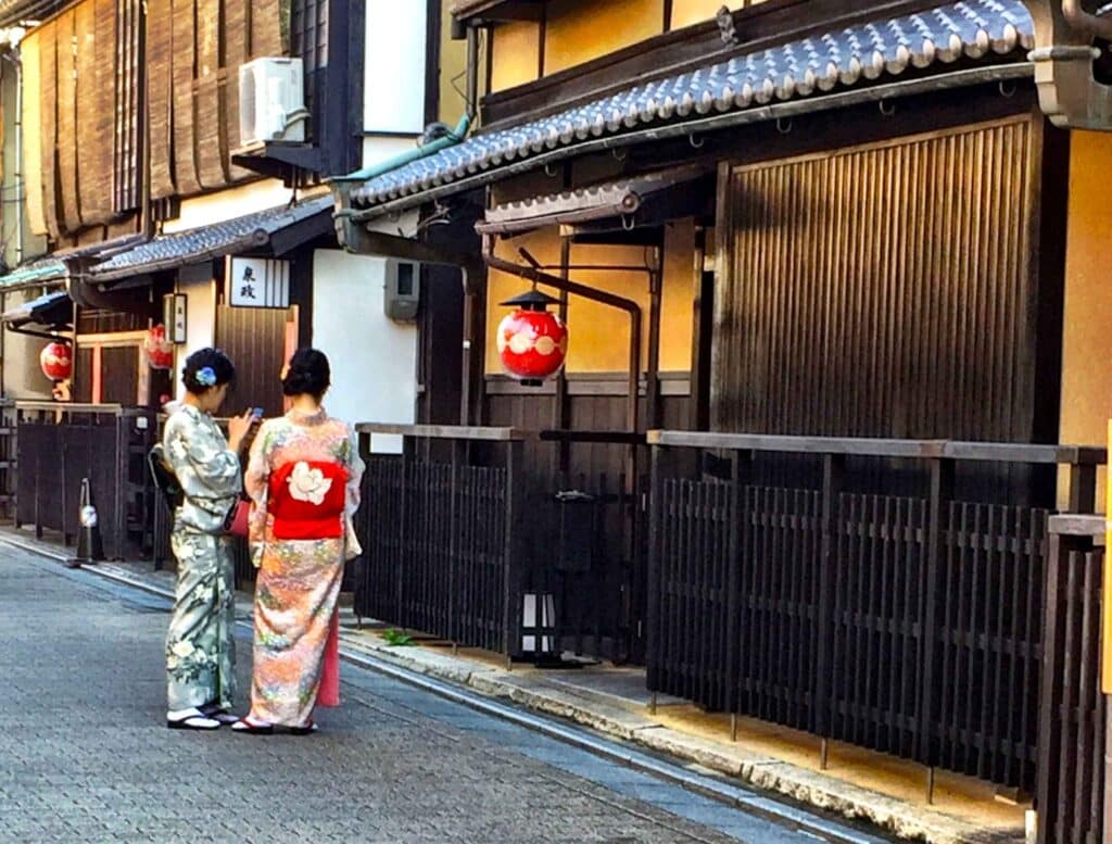 Dressed in colourful kimono in Japan