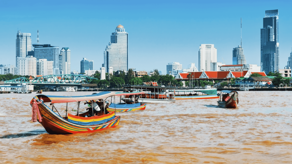 Boat on Chao Phraya River Bangkok Thailand