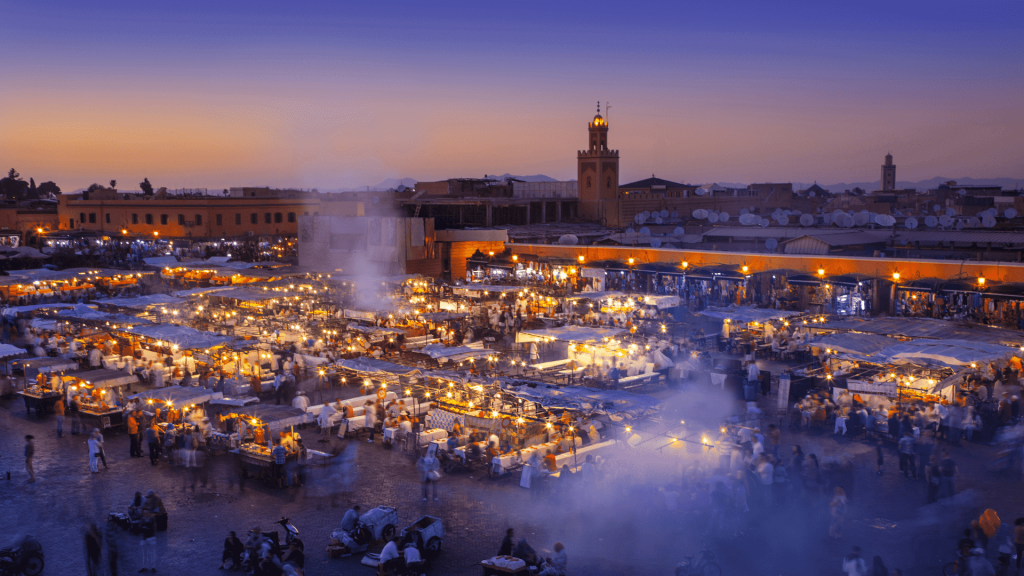 Marrakesh, Morocco during nighttime