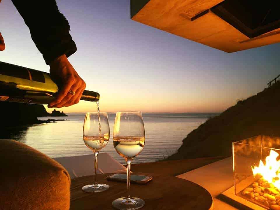 Seascape, New Zealand - wine and fire