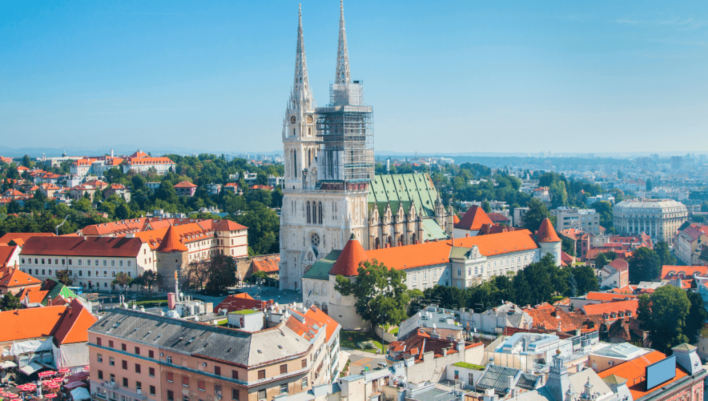 Aerial view of Zagreb in Croatia