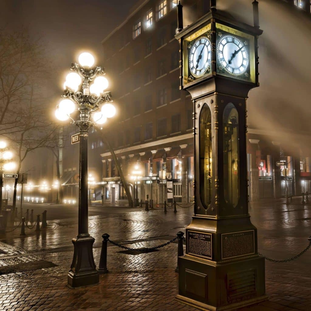 Vancouver Gastown at night