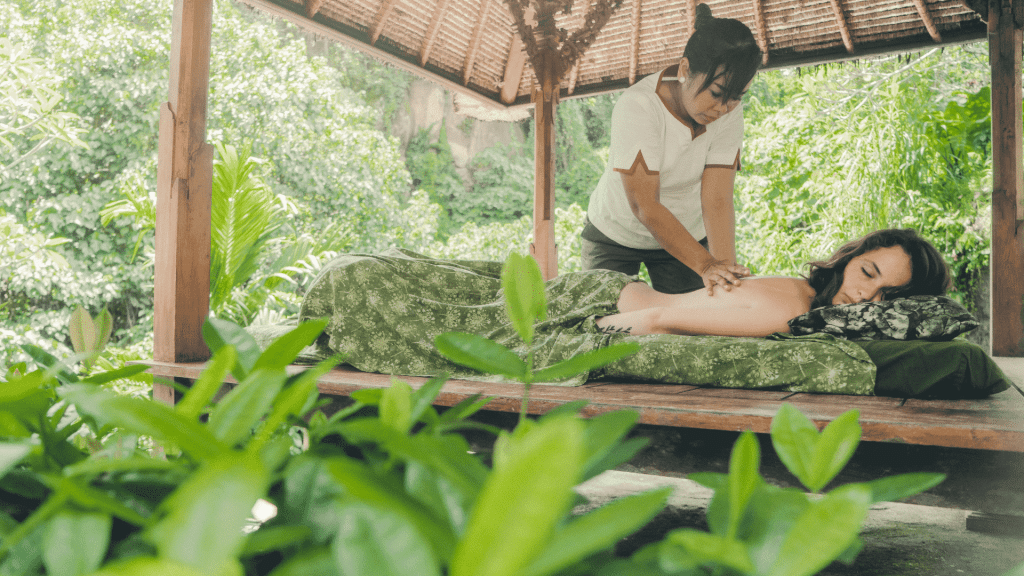 Woman receiving massage in Bali