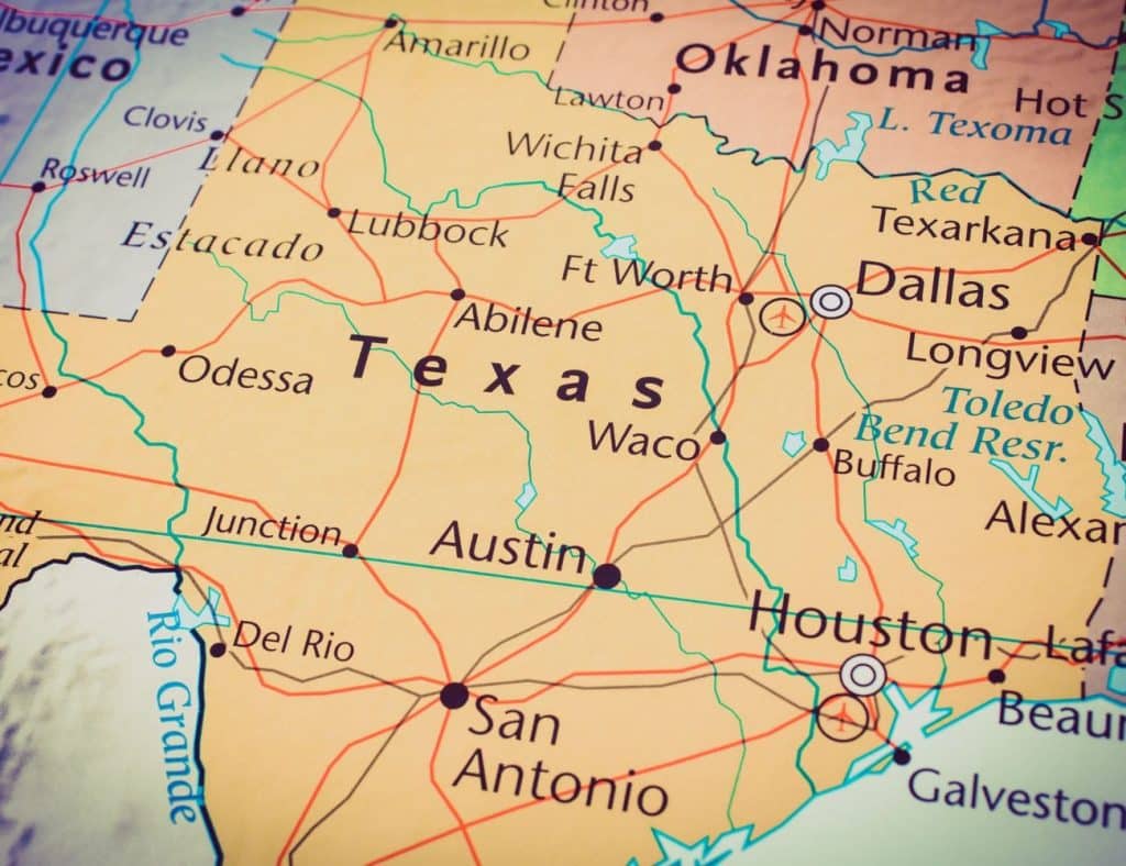 Map of Texas USA